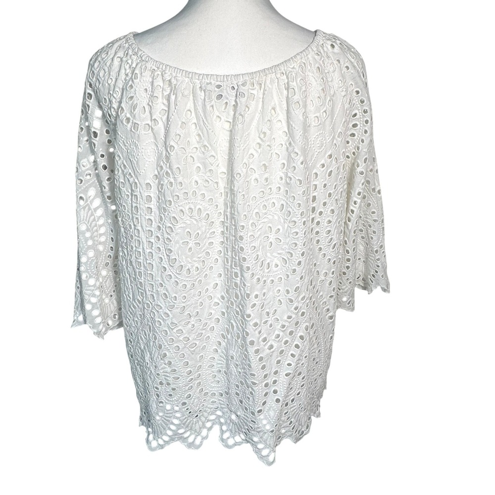 VINEYARD VINES Women's Large 100% Cotton White Eyelet Lace Tunic Top Shirt Boho - Picture 3 of 8